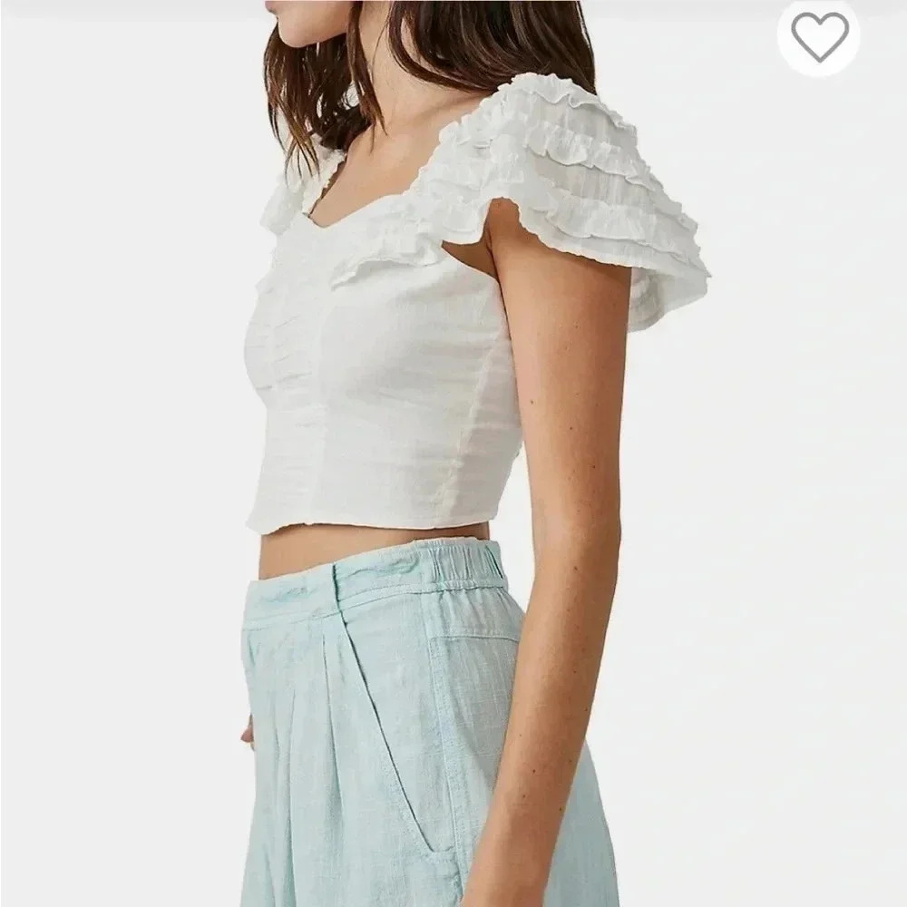 Free People Thank You Very Sweetly Top in White NWT - Picture 3 of 5